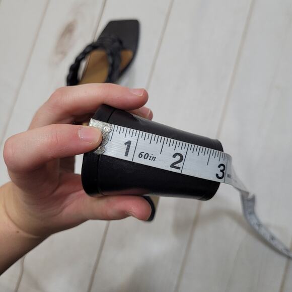 Marc Fisher Norsa braided leather black block heel shoes Flip flop - Picture 8 of 8